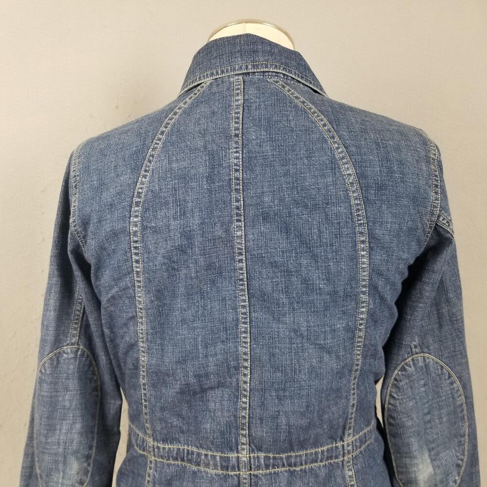 Eddie Bauer Jacket Womens Medium Blue Denim Utility Button Front Pockets Casual - Picture 6 of 12